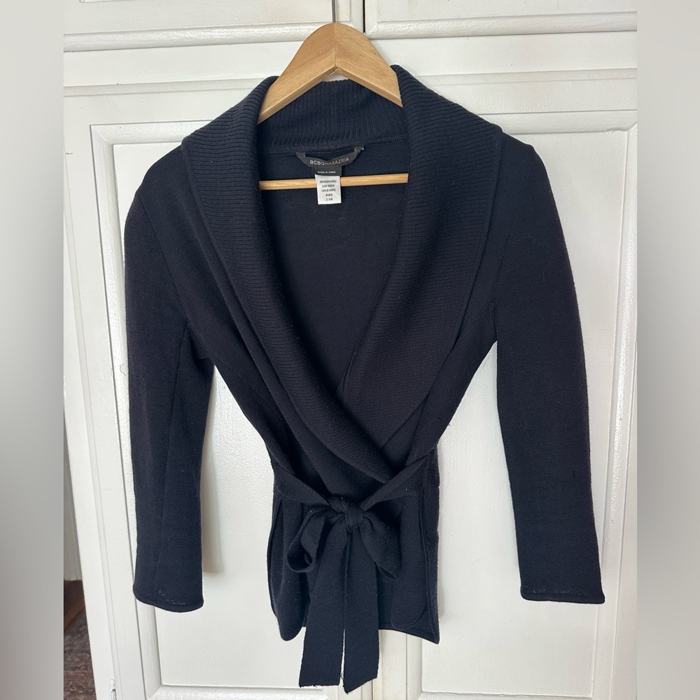 BCBG navy cardigan sweater size medium